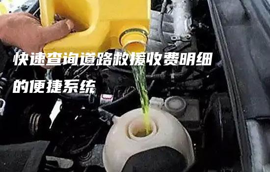 快速查询道路救援收费明细的便捷系统